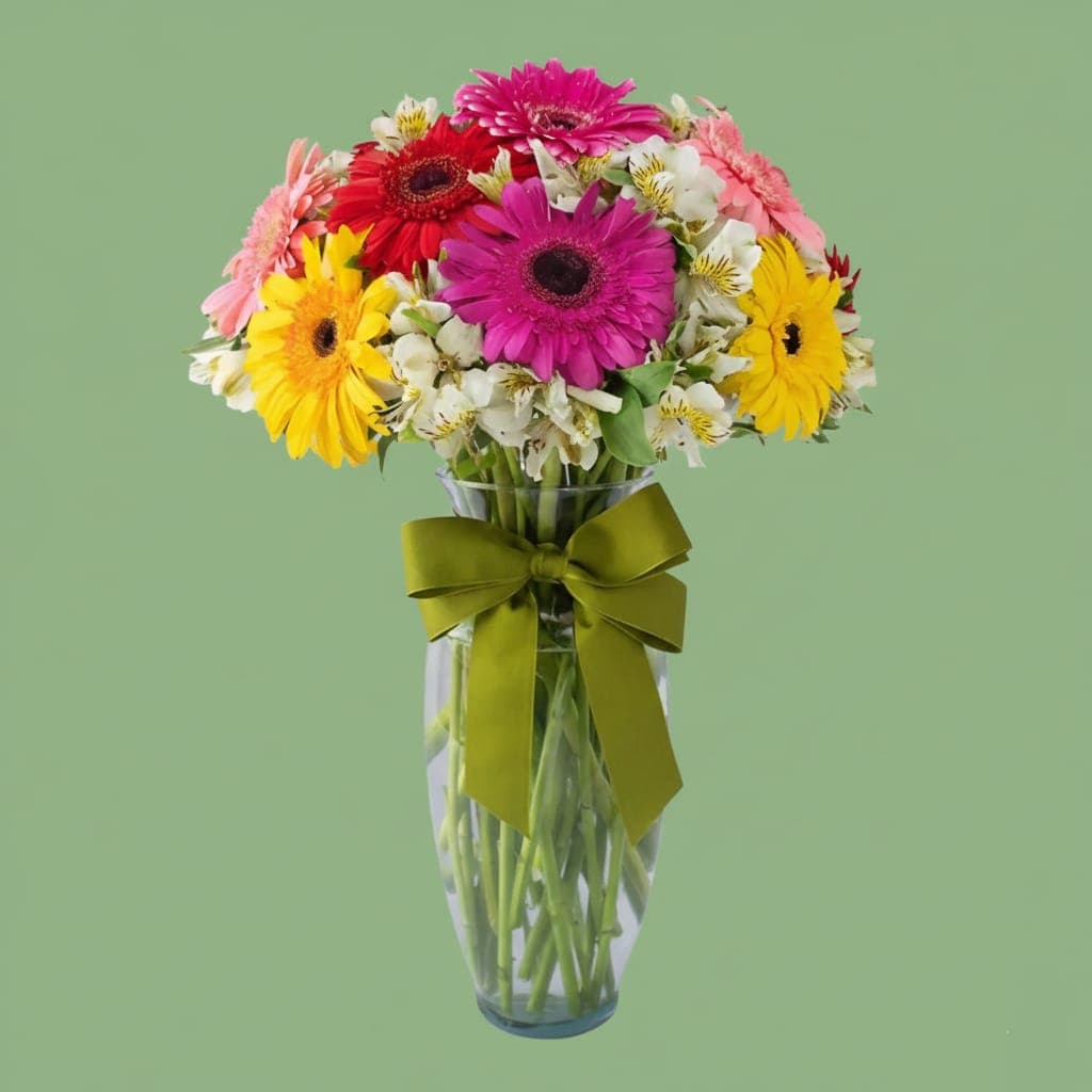 Florero 10 Gerberas Multicolor