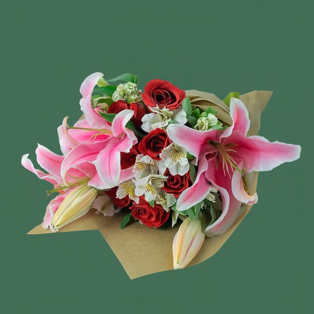 Ramo De Rosas Roja Y Stargazer